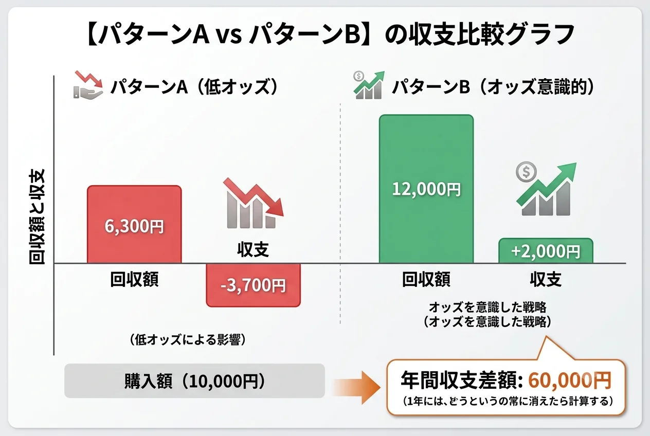 パターンA/Bの収支比較グラフ
