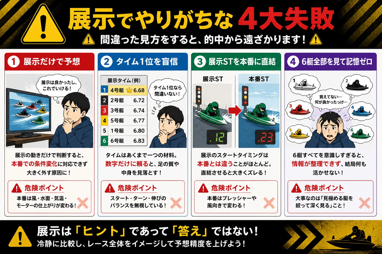 展示航走のよくある4つの失敗パターン